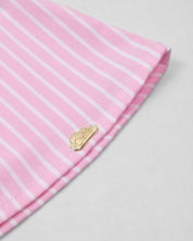 Conjunto blusa rosa con estampado de líneas y leggins con conejitos para bebé niña