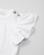 Conjunto body de mangas con bolero, estampado de conejito y short de líneas lilas para bebé niña