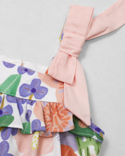 Vestido body con estampado de flores y detalle de moño rosa para bebé niña