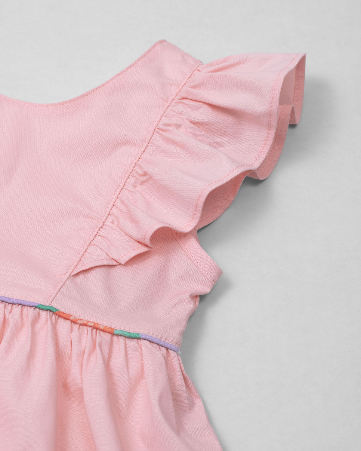 Vestido body en popelina con boleros y moño estampado en espalda para bebé niña