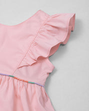 Vestido body en popelina con boleros y moño estampado en espalda para bebé niña