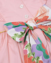 Vestido body en popelina con boleros y moño estampado en espalda para bebé niña