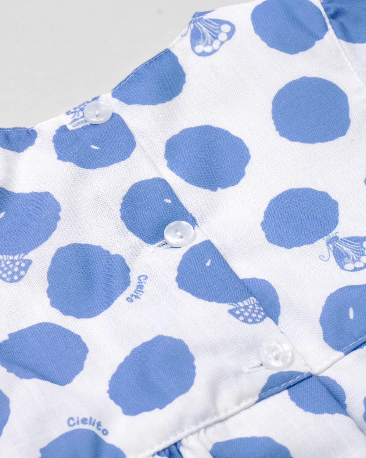 Vestido body con estampado de lunares azules y moñito rosa para bebé niña