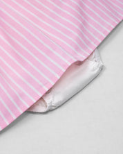 Vestido body rosa con estampado de líneas y bolsillos de conejito para bebé niña