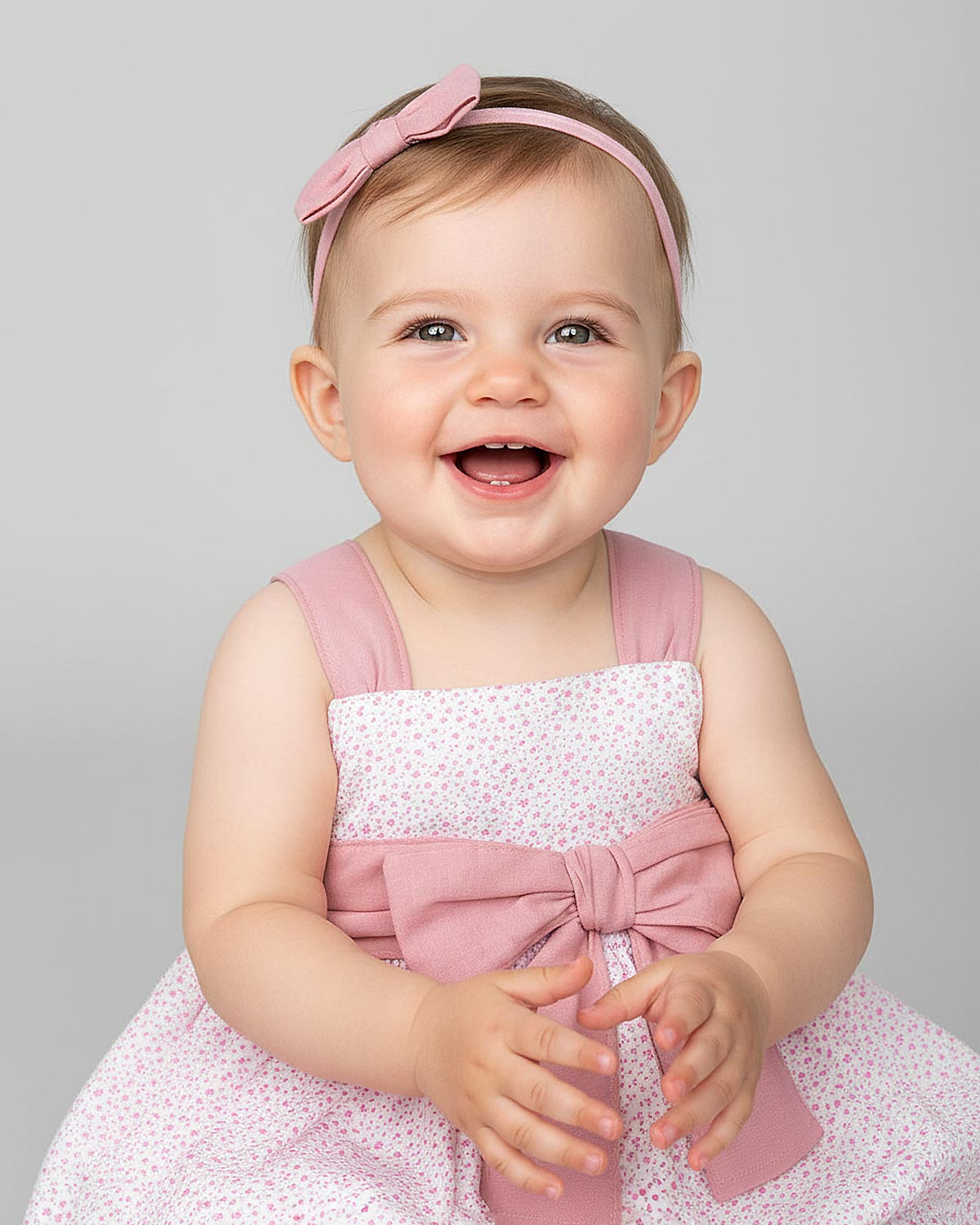 Vestido body de tiras estampado con moño rosa para bebé niña