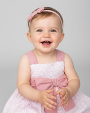 Vestido body de tiras estampado con moño rosa para bebé niña