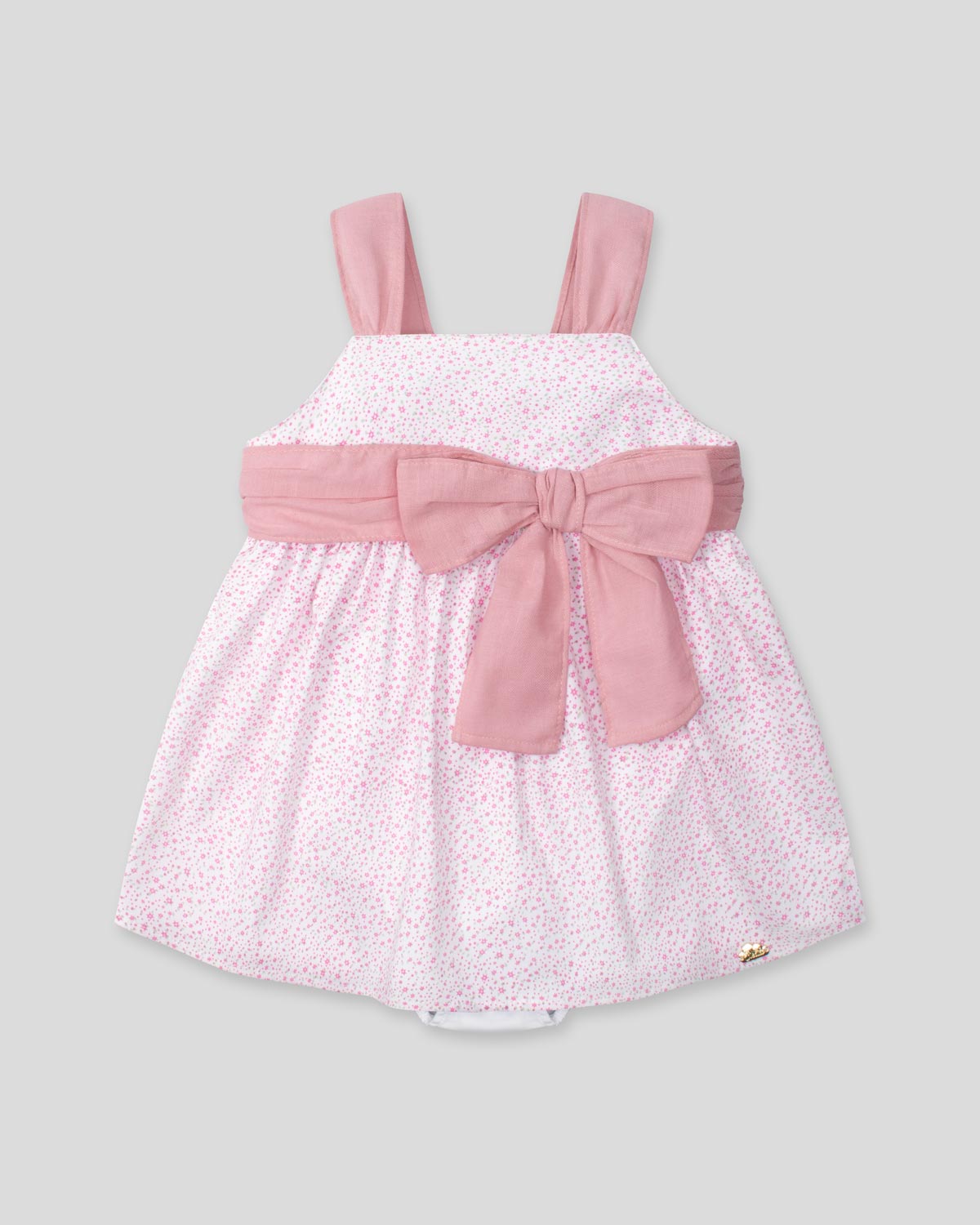 Vestido body de tiras estampado con moño rosa para bebé niña