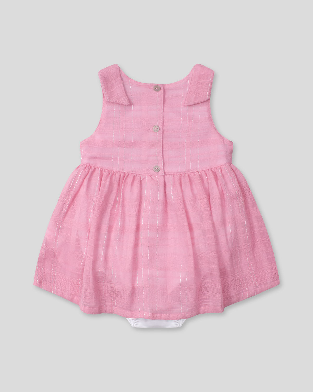 Vestido body rosado con moñitos en los hombros para bebé niña