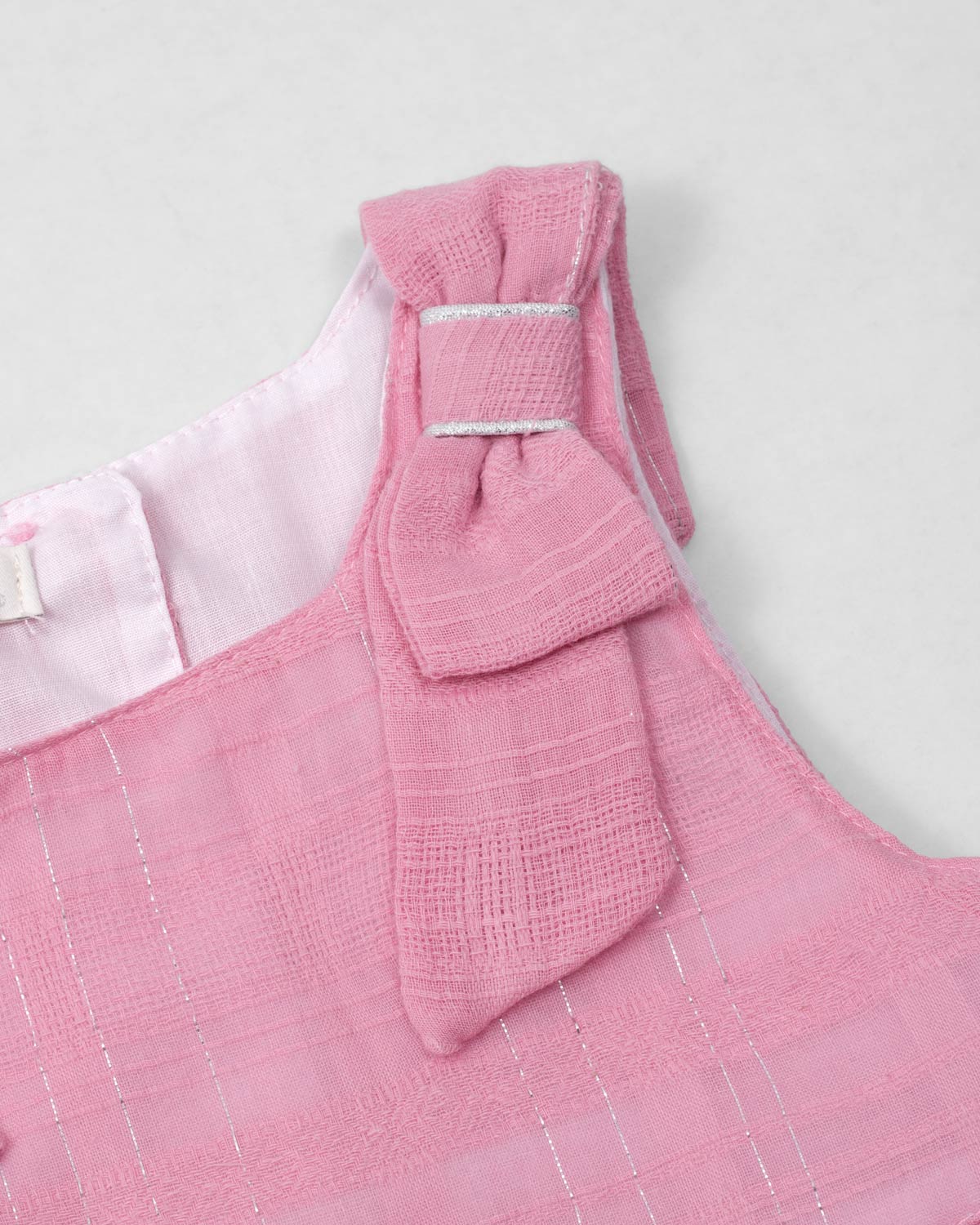 Vestido body rosado con moñitos en los hombros para bebé niña