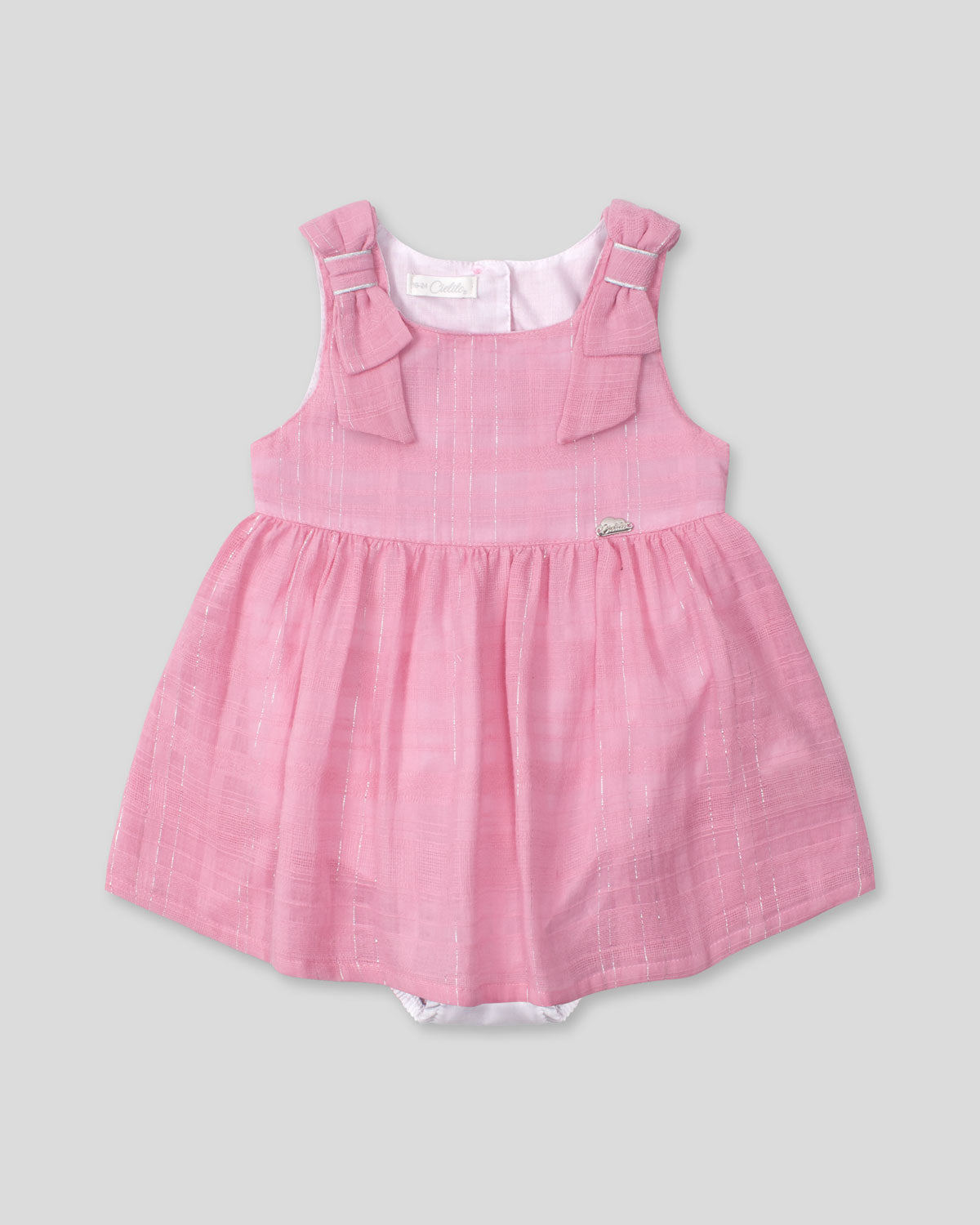 Vestido body rosado con moñitos en los hombros para bebé niña