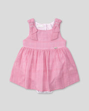 Vestido body rosado con moñitos en los hombros para bebé niña