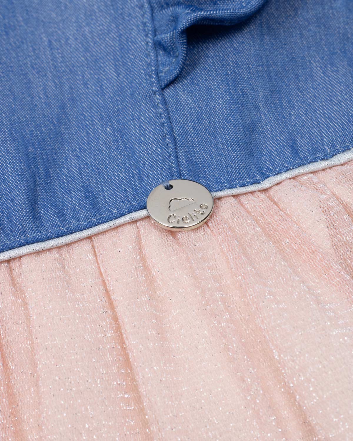 Vestido body azul con boleros y tul brillante rosa para bebé niña