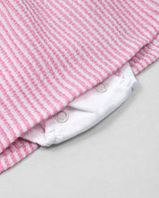 Vestido body de rayas rosa con orejas de conejito en espalda para bebé niña