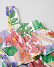 Conjunto blusa de tiras con estampado de flores, boleros y leggins rosado para niña