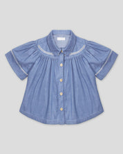 Blusa en chambray con botones para niña