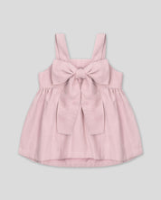 Blusa rosa pastel de tiras con moño en espalda para niña