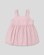 Blusa rosa pastel de tiras con moño en espalda para niña