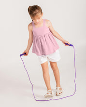 Blusa rosa pastel de tiras con moño en espalda para niña