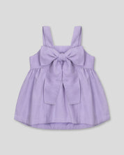 Blusa lila de tiras con moño en espalda para niña