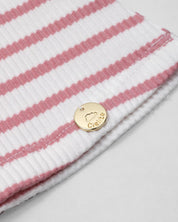 Blusa de rayas rosas con boleritos en mangas y estampado de cerezas para niña