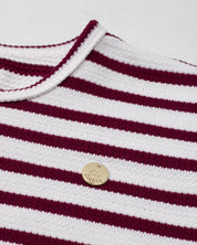 Camiseta blanca de rayas rojas con nudo para niña