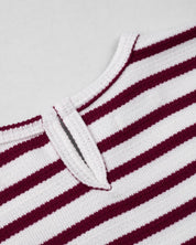 Camiseta blanca de rayas rojas con nudo para niña