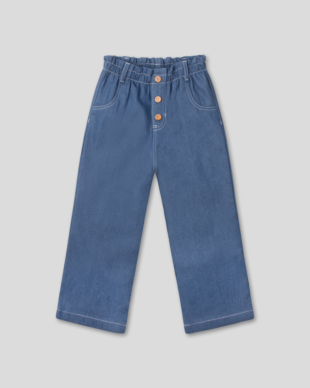 Pantalón azul paperbag para niña