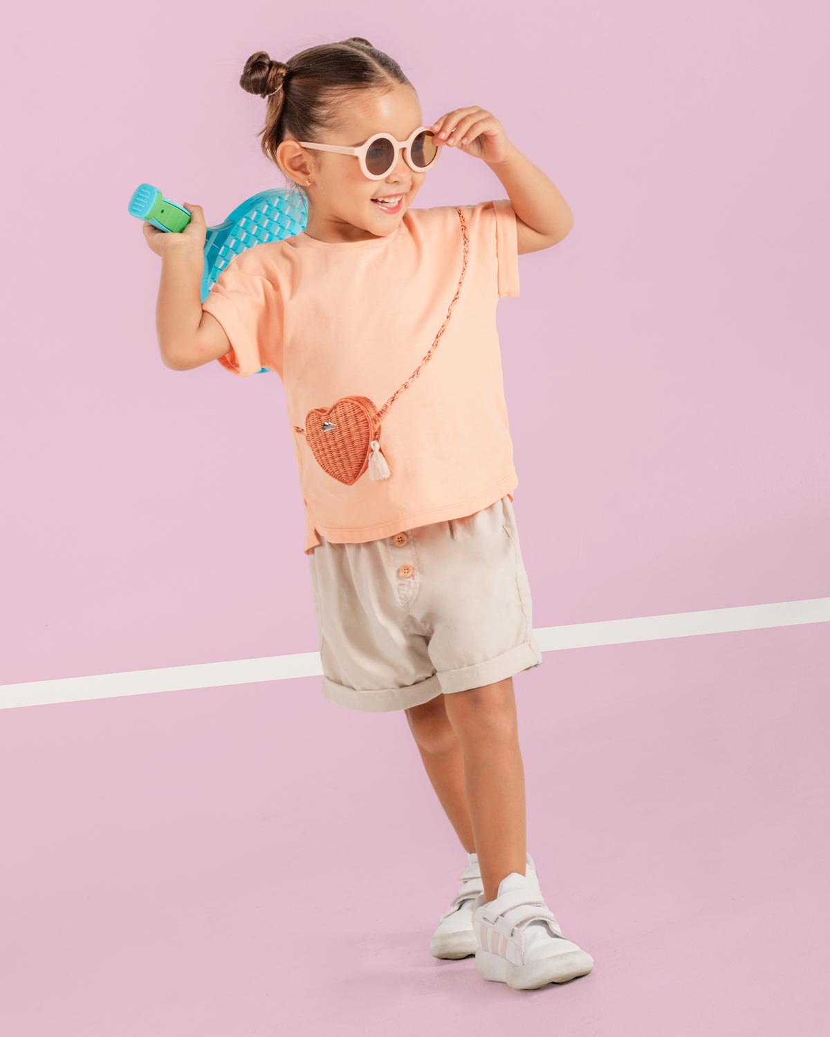 Short beige paperbag para niña