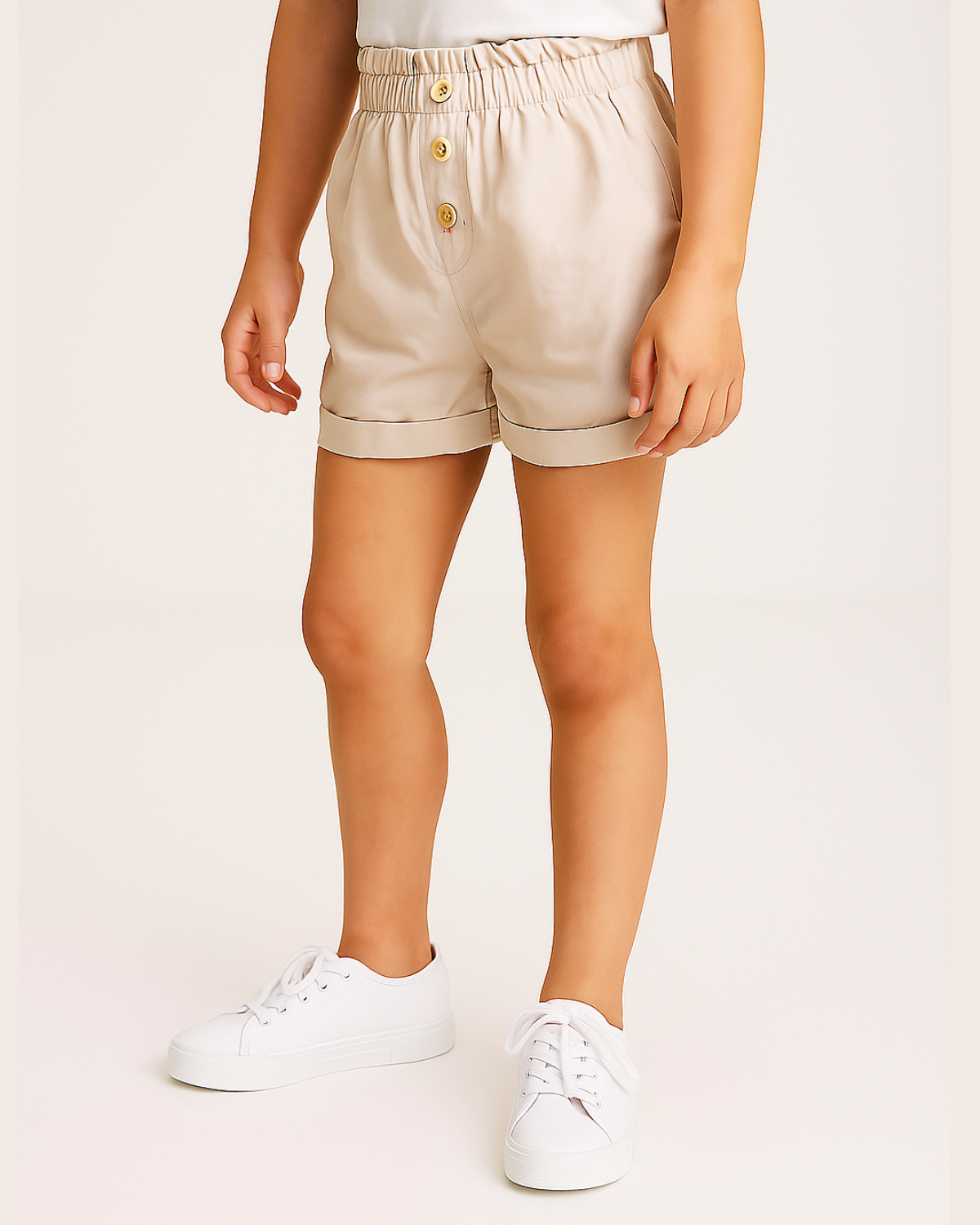 Short beige paperbag para niña