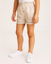 Short beige paperbag para niña