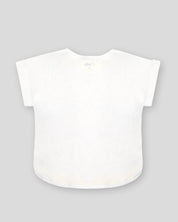 Camiseta blanca con estampado y botones de madera para niña - Cielito
