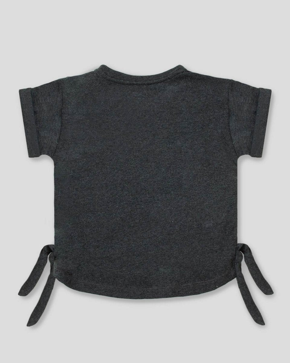 Camiseta sostenible con estampado y detalle de nudo para niña - Cielito