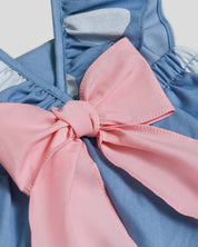 Conjunto blusa azul con boleros y leggins rosado para bebé niña - Cielito