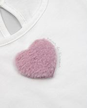 Conjunto camiseta blanca con corazón y short rosa para bebé niña