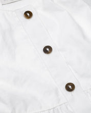 Conjunto blusa blanca con bolero, botones y leggins con estampado de orejitas de conejo para bebé niña