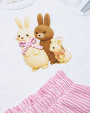 Conjunto blusa y short de rayas rosas para bebé niña