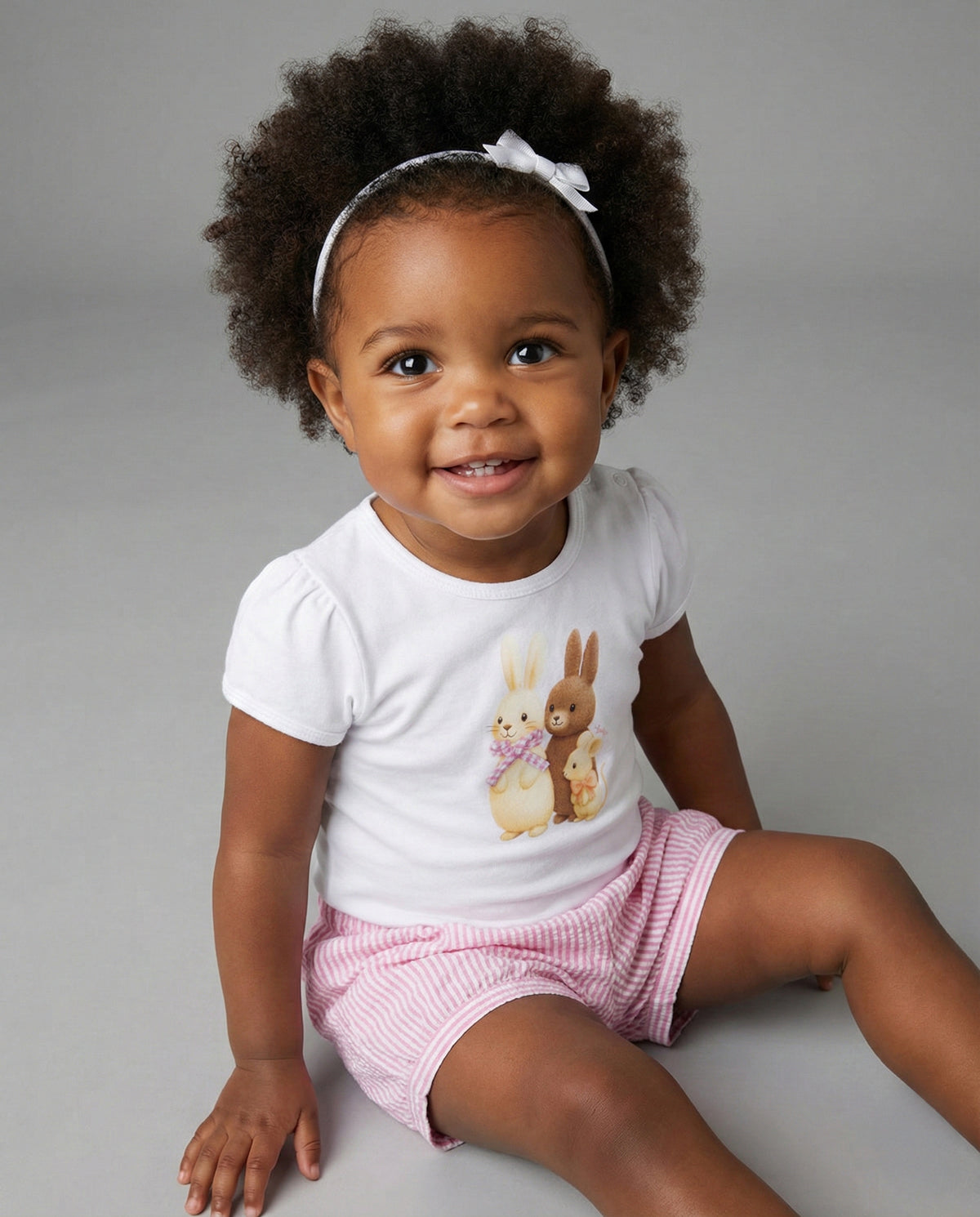 Conjunto blusa y short de rayas rosas para bebé niña