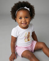 Conjunto blusa y short de rayas rosas para bebé niña