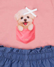 Conjunto body con estampado y short azul para bebé niña