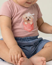 Conjunto body con estampado y short azul para bebé niña