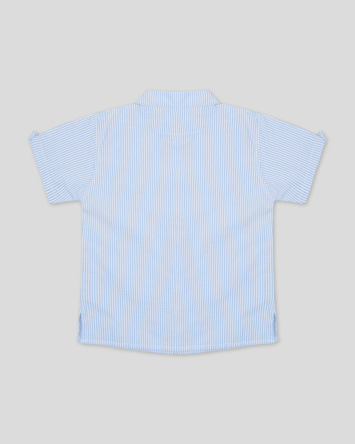 Camisa manga corta de rayas azules con bolsillo para bebé niño