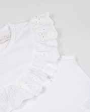 Blusa blanca con boleros para bebé niña