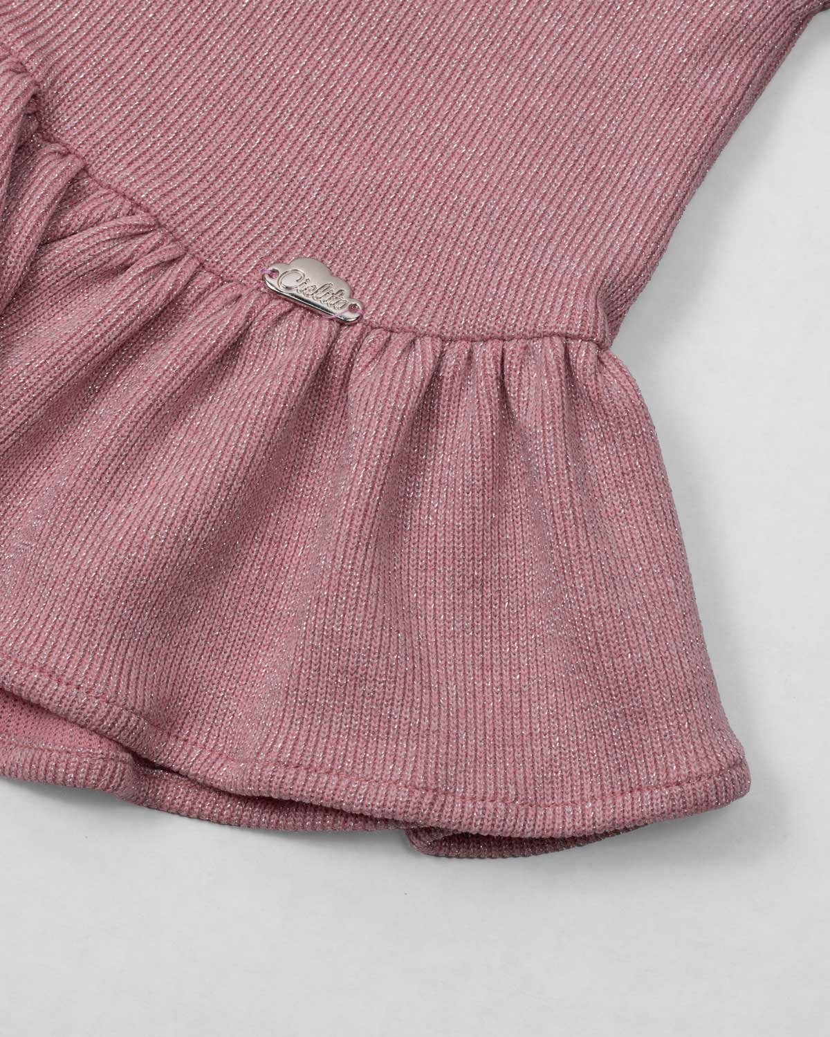 Saco palo de rosa con brillitos y bolero para bebé niña