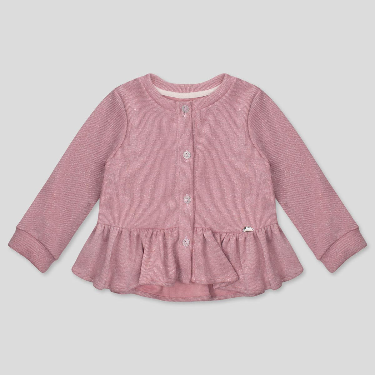 Saco palo de rosa con brillitos y bolero para bebé niña