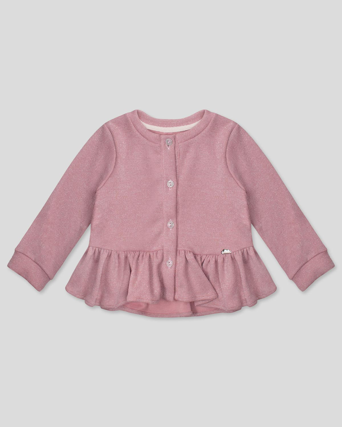Saco palo de rosa con brillitos y bolero para bebé niña
