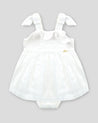 Vestido body blanco con moños en hombro para bebé niña