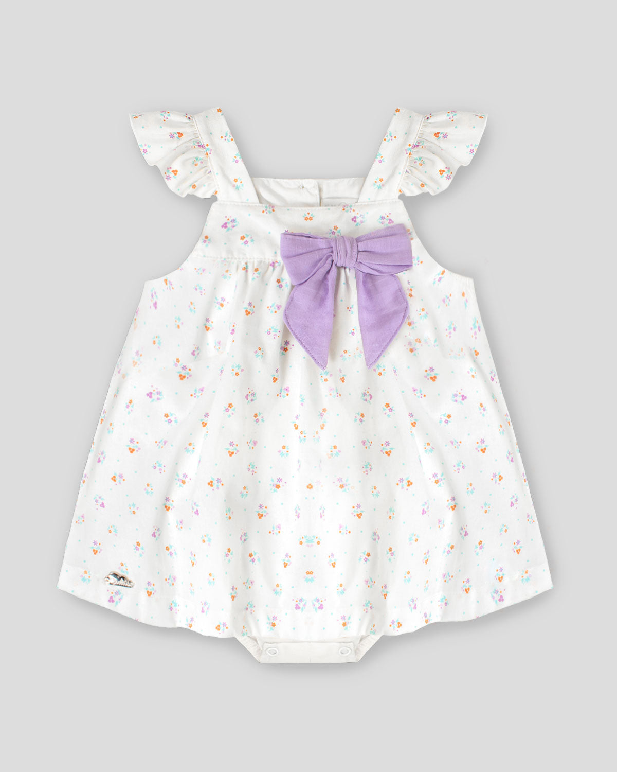 Vestido body de flores con moño morado para bebé niña