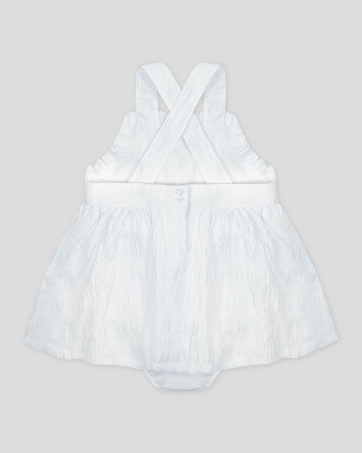 Vestido body blanco de tiras cruzadas para bebé niña