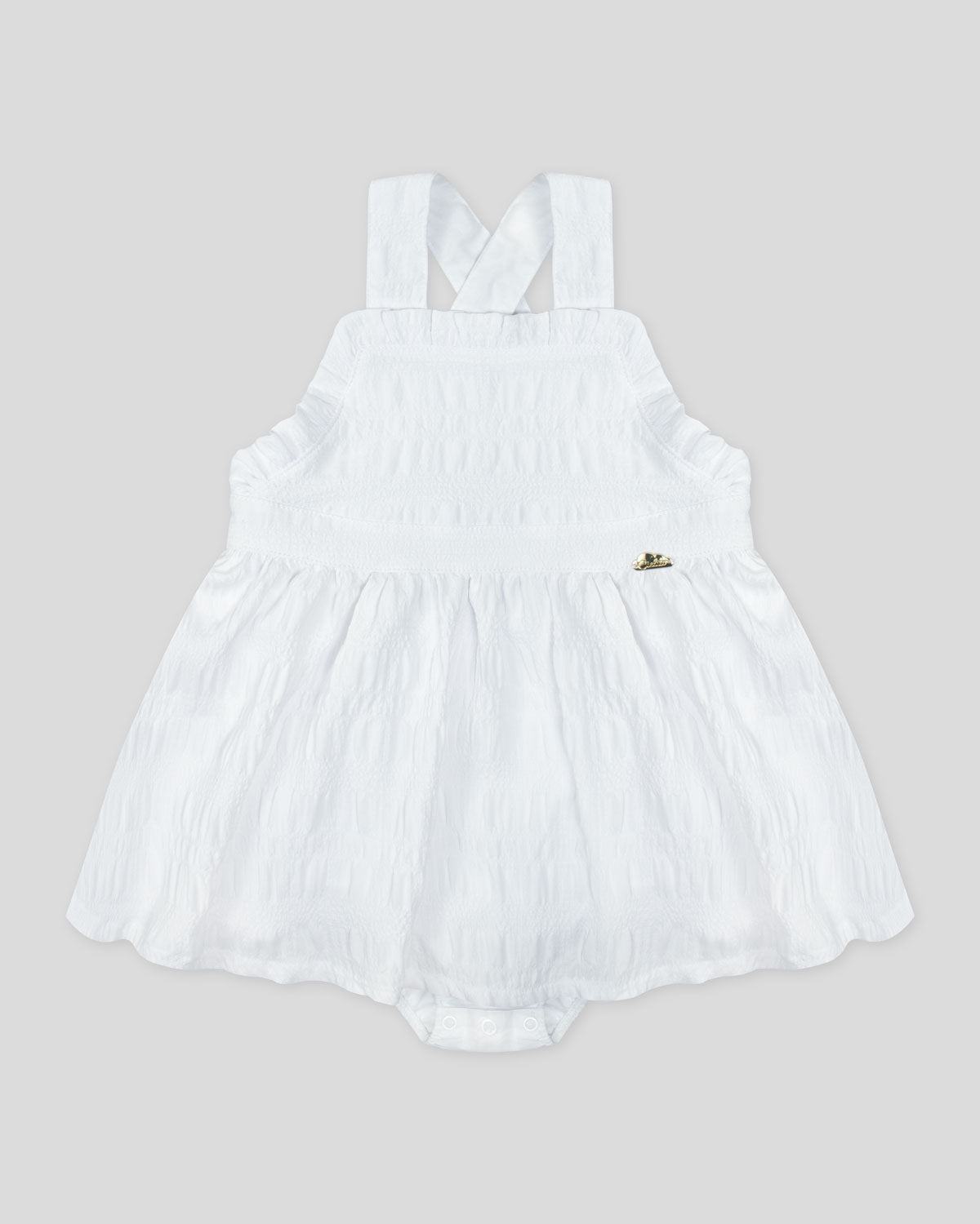 Vestido body blanco de tiras cruzadas para bebé niña