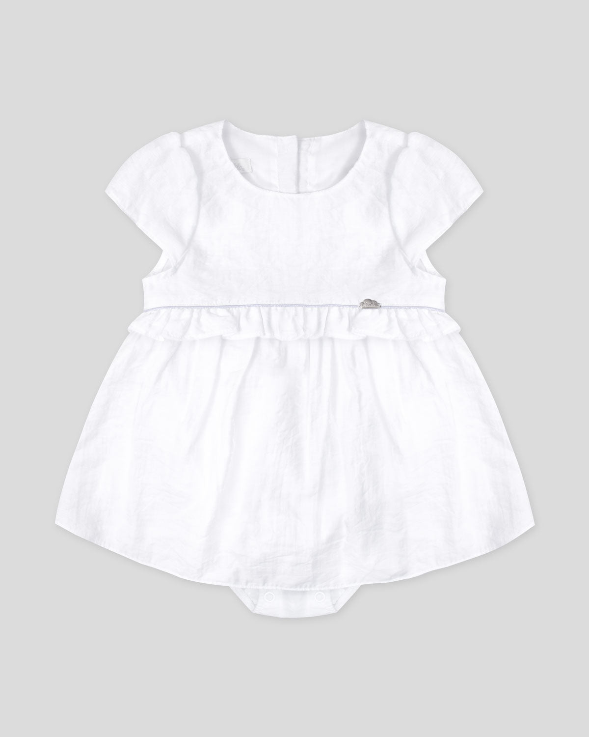 Vestido body blanco en tencel para bebé niña